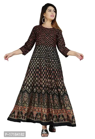 RAHINI Women Printed and Embroidered Brown Kurti x-Large-thumb0