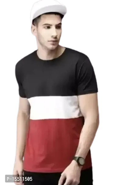 Reliable Multicoloured Polyester Striped Round Neck Tees For Men