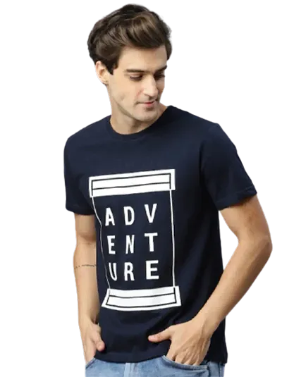 polyester printed Round Neck Short-sleeve Tees for Men