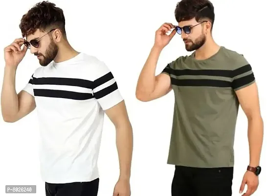 Reliable White Polyester Blend Printed Round Neck Tees For Men-thumb0