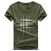 Reliable Multicoloured Polyester Blend Self Pattern Round Neck Tees For Men-thumb1