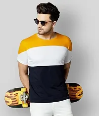 Reliable Multicoloured Polyester Blend Self Pattern Round Neck Tees For Men-thumb2