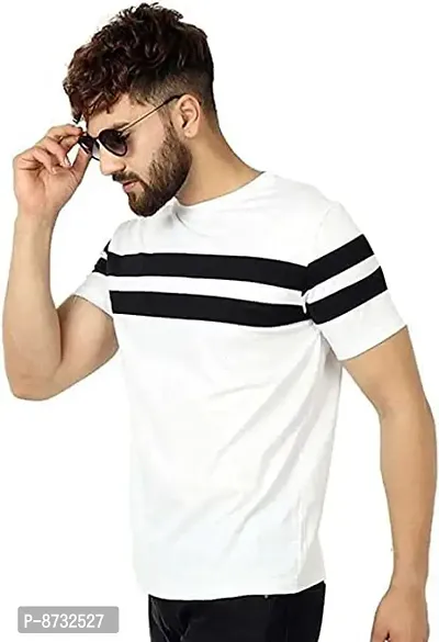 Reliable Multicoloured Polyester Blend Printed Round Neck Tees For Men-thumb4