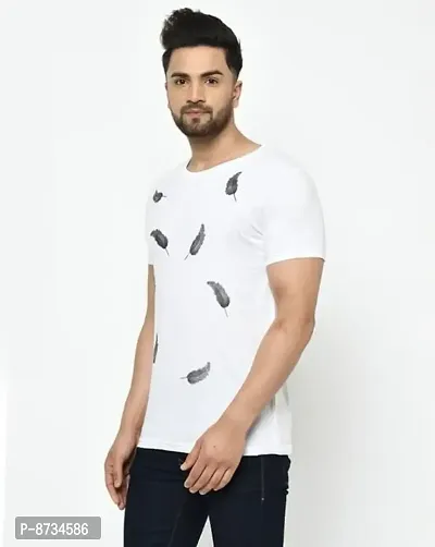 Reliable Multicoloured Polyester Blend Printed Round Neck Tees For Men-thumb2