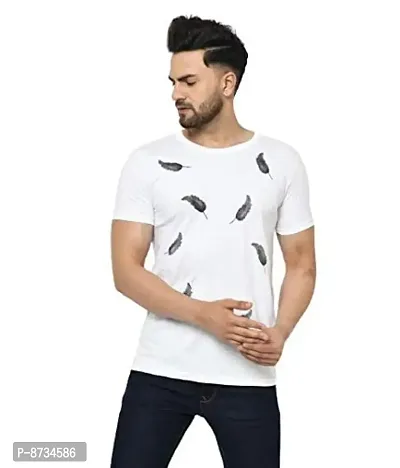 Reliable Multicoloured Polyester Blend Printed Round Neck Tees For Men-thumb3