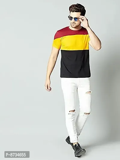 Reliable Multicoloured Polyester Blend Printed Round Neck Tees For Men-thumb3