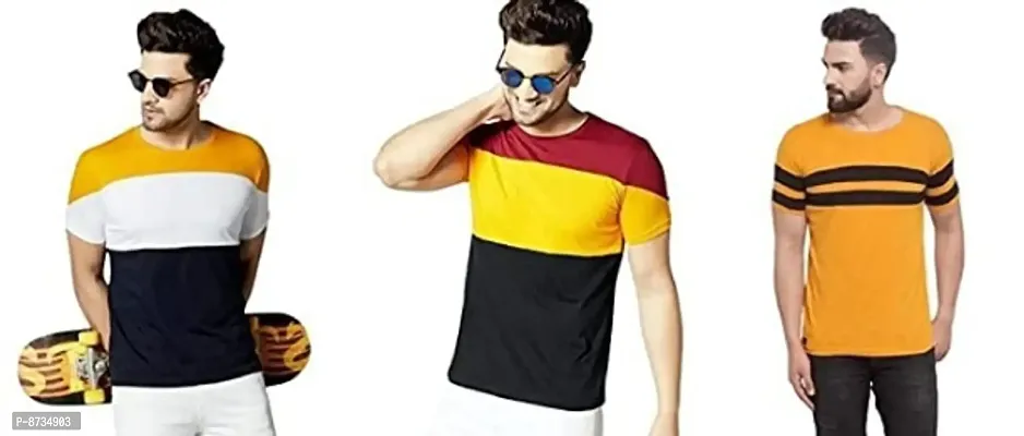 Reliable Multicoloured Cotton Blend Printed Round Neck Tees For Men-thumb0