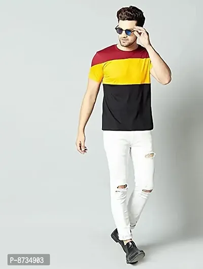 Reliable Multicoloured Cotton Blend Printed Round Neck Tees For Men-thumb4