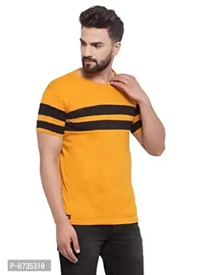 Reliable Multicoloured Polyester Blend Printed Round Neck Tees For Men-thumb4