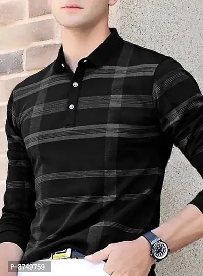 Black Polyester Blend Polos For Men-thumb2