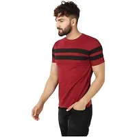 Reliable Multicoloured Cotton Blend Striped Round Neck Tees For Men-thumb3