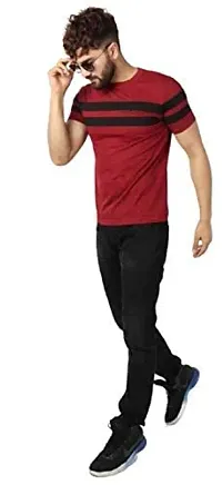 Reliable Multicoloured Cotton Blend Self Pattern Round Neck Tees For Men-thumb4