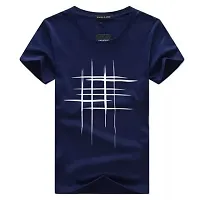 Reliable Multicoloured Cotton Blend Striped Round Neck Tees For Men-thumb1