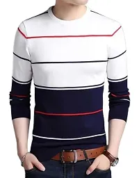 Reliable Multicoloured Polyester Blend Checked Round Neck Tees For Men-thumb1