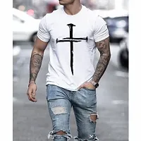 Reliable Multicoloured Polyester Blend Printed Round Neck Tees For Men-thumb3