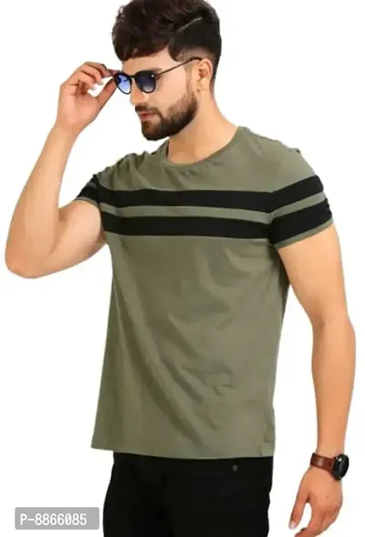 Reliable Multicoloured Polyester Blend Printed Round Neck Tees For Men-thumb4