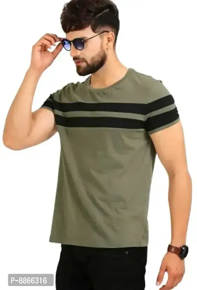 Reliable Multicoloured Polyester Blend Printed Round Neck Tees For Men-thumb4