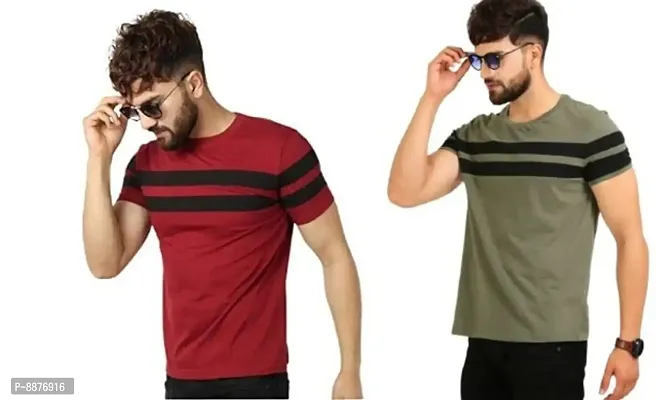 Reliable Multicoloured Polyester Blend Striped Sports Jerseys For Men-thumb0