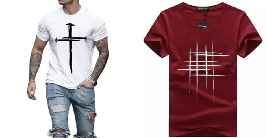 Reliable Blend Round Neck Tees For Men