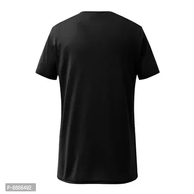 Reliable Black Polyester Blend Printed Round Neck Tees For Men-thumb2