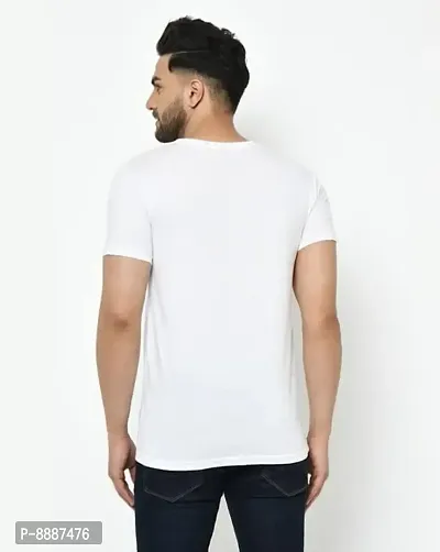 Reliable White Polyester Blend Printed Round Neck Tees For Men-thumb2