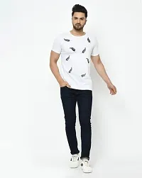 Reliable White Polyester Blend Printed Round Neck Tees For Men-thumb2