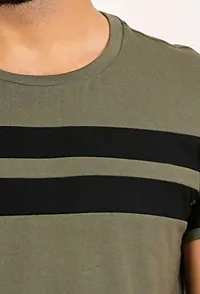 Reliable Olive Polyester Blend Printed Round Neck Tees For Men-thumb2