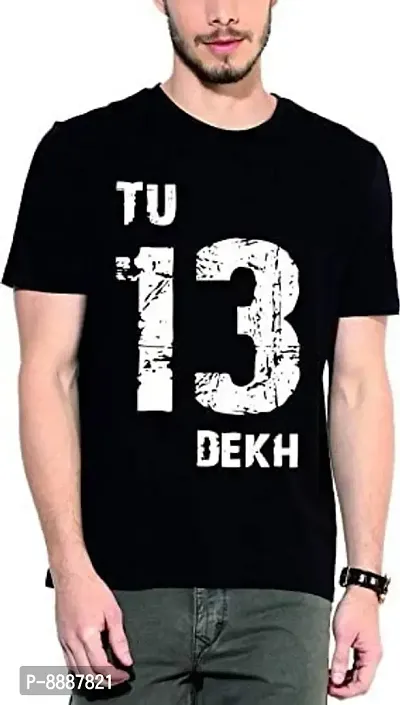 Reliable Black Cotton Printed Round Neck Tees For Men