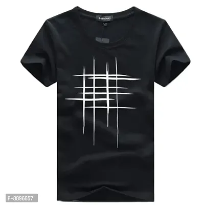 Reliable Black Polyester Blend Printed Round Neck Tees For Men-thumb0