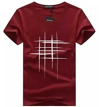 Reliable Maroon Polyester Blend Printed Round Neck Tees For Men-thumb1
