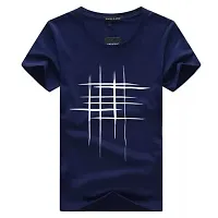 Reliable Blue Polyester Blend Printed Round Neck Tees For Men-thumb1