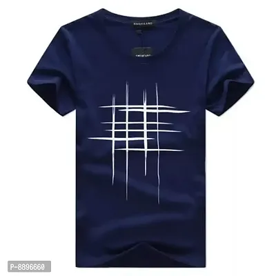 Reliable Blue Polyester Blend Printed Round Neck Tees For Men-thumb2