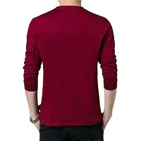 Reliable Maroon Cotton Solid Henley Tees For Men-thumb1