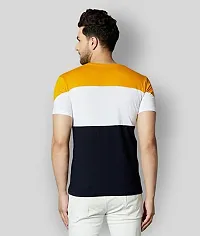 Reliable Multicoloured Polyester Blend Colourblocked Round Neck Tees For Men-thumb3