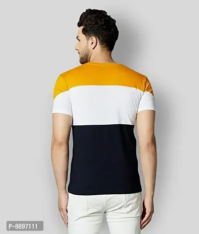 Reliable Multicoloured Polyester Blend Colourblocked Round Neck Tees For Men-thumb4