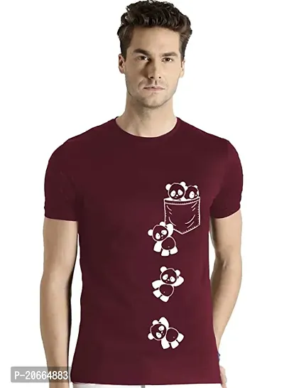 Reliable Maroon Polyester Blend Printed Round Neck Tees For Men-thumb0