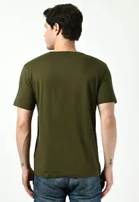 Reliable Olive Polyester Solid Round Neck Tees For Men-thumb1