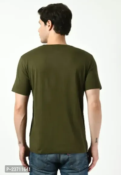 Reliable Olive Polyester Solid Round Neck Tees For Men-thumb2