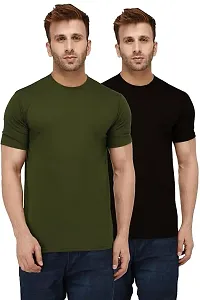 Reliable Multicoloured Polyester Solid Round Neck Tees For Men-thumb1