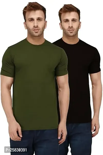 Reliable Multicoloured Polyester Solid Round Neck Tees For Men-thumb2