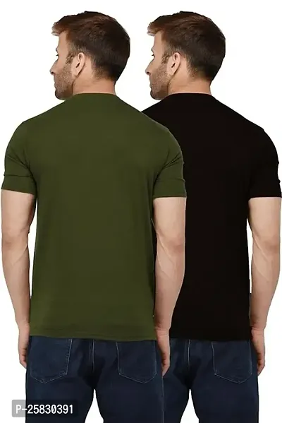 Reliable Multicoloured Polyester Solid Round Neck Tees For Men-thumb3