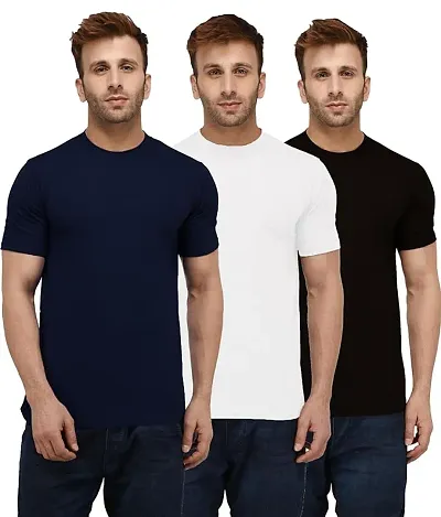 Stylish Short Sleeve Round Neck T-Shirt For Men Pack Of 3