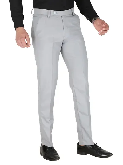 Polycotton Solid Formal Trousers For Men