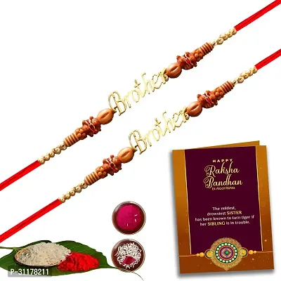 Designer Rakhi, Chawal Roli Pack, Greeting Card 2 Rakhi, 1Chawal Roli Pack, 1 Greeting Card-thumb0