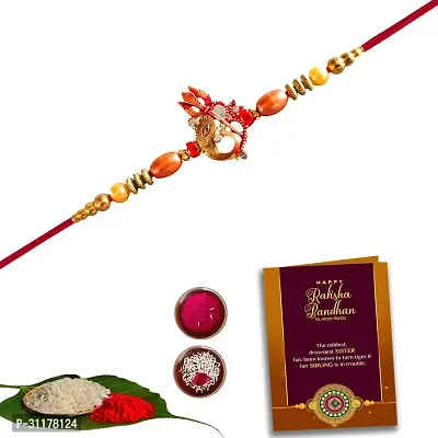 Designer Rakhi, Greeting Card, Chawal Roli Pack 1 x Rakhi Chawal Roli Pack, Greeting Card-thumb0