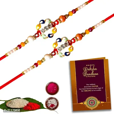 Designer Rakhi, Greeting Card, Chawal Roli Pack 2 x Rakhi Chawal Roli Pack, Greeting Card