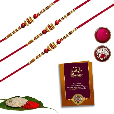 Rakhi, Greeting Card, Chawal Roli Pack Set (1 x Rakhi Combo Set)