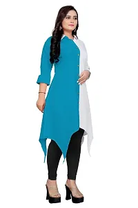 New Knee Length Shirt Collar Cotton Crep Febric Kurti for Girl's  Women's-thumb3