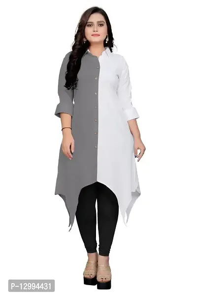 New Knee Length Shirt Collar Cotton Crep Febric Kurti for Girl's  Women's