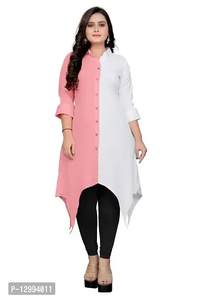 New Knee Length Shirt Collar Cotton Crep Febric Kurti for Girl's  Women's